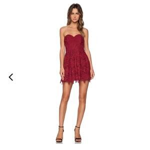 As U Wish Women’s Size Junior 9 Burgundy Lace Bodycon Dress Floral Overlay